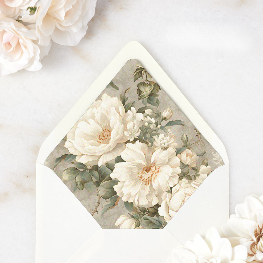 Vintage White Florals Envelope Liner
