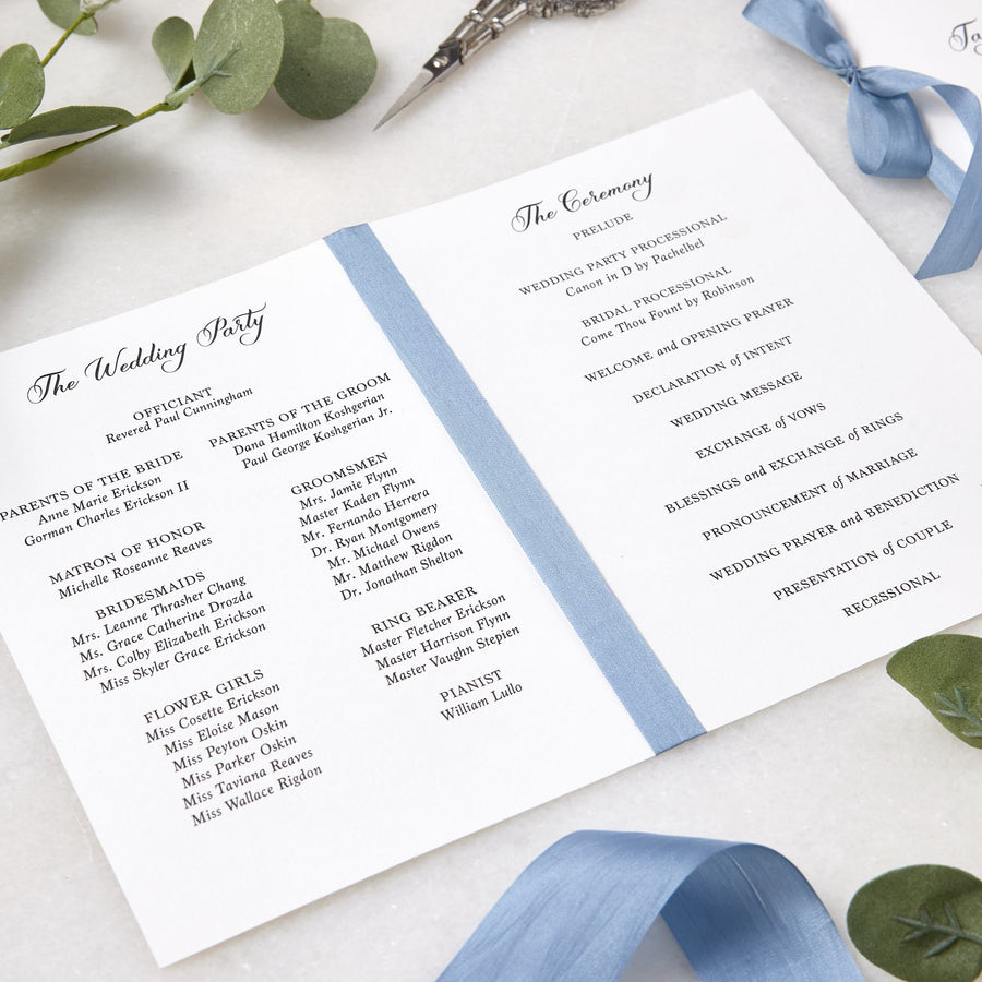 Wedding Program Booklet Sample with Silk Ribbon