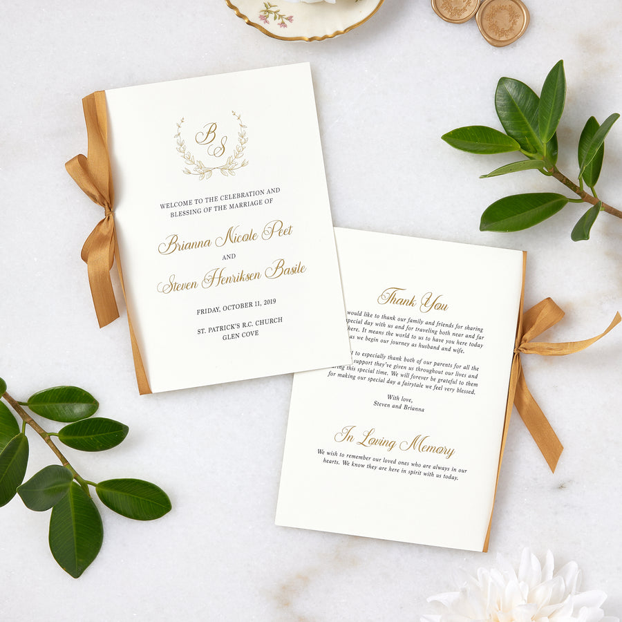 Wedding Program Booklet with Silk Ribbon